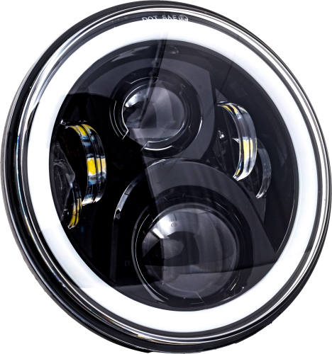 Letric Lighting Co. - Letric Lighting Co. 7in. Premium Wide-Array LED Headlight with Full-HALO - Black - LLC-LHC-7DB