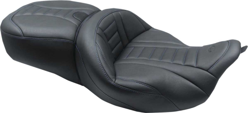 Mustang - Mustang One-Piece Deluxe Touring Seat - Black/Sky Blue - 79006SB
