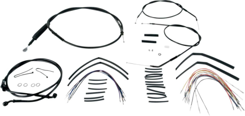 Burly Brand - Burly Brand Extended Cable/Brake Line Kit for 14in. Ape Handlebars - Black Vinyl - B30-1002