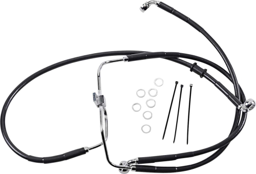 Drag Specialties - Drag Specialties Extended Stainless Steel Front Brake Line Kit - Black Vinyl Coated - 18 1/4in./24 5/8in. - 660325-6BLK