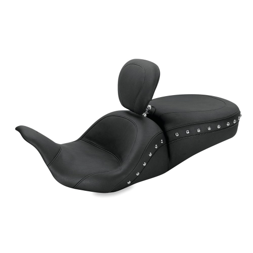 Mustang - Mustang 1-Piece Lowdown Touring Seat with Driver Backrest - Chrome Studs - 79704