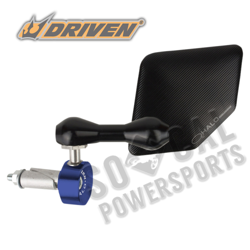 Driven Racing - Driven Racing Halo Right Side Bar End Mirror - Stainless Steel - Blue - DHBMR-BL