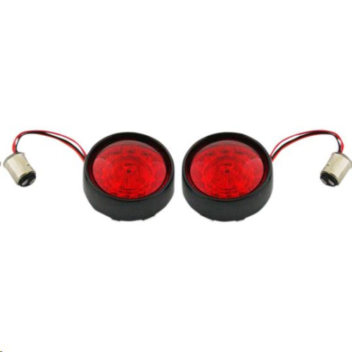 Custom Dynamics - Custom Dynamics Bullet Bezel Turn Signal Inserts for Models with 1157 Contact Bases - Gloss Black/Red Lens - PBBB-RR-1157BS