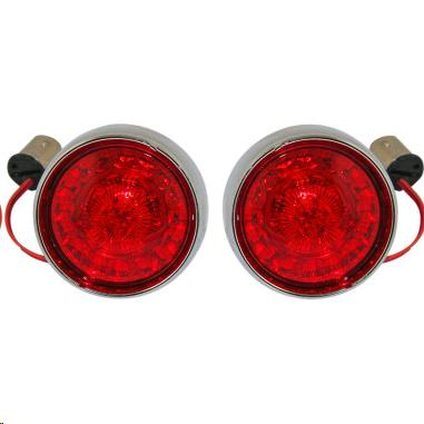 Custom Dynamics - Custom Dynamics Bullet Bezel Turn Signal Inserts for Models with 1157 Contact Bases - Chrome/Red Lens - PBBB-RR-1157CS