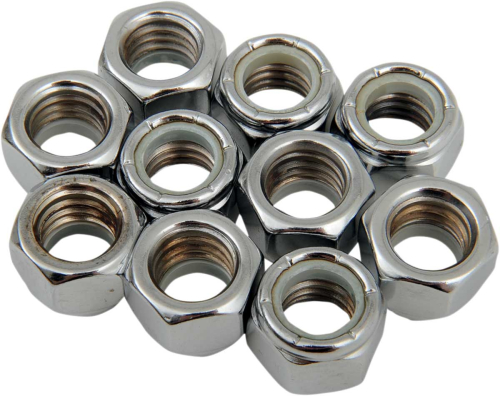 Drag Specialties - Drag Specialties Chrome Nylon Insert Nuts - 7/16in.-14 - MPB279