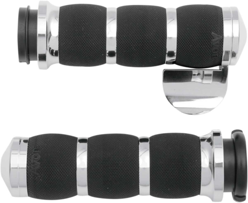 Avon Grips - Avon Grips Air Cushioned Grips with Throttle Boss - Chrome - AIR-90-CH-FLY-B