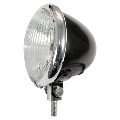 Emgo - Emgo 4-1/2in. Bates Style Spotlamp - Black with Chrome Bezel - 66-84121BC