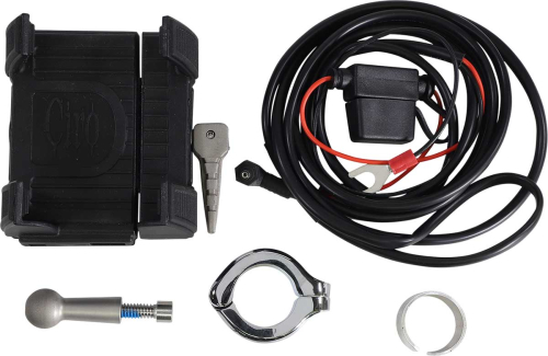 Ciro - Ciro Smartphone Holder w/ Charger Handlebar Mount - 7/8in. and 1in. - Chrome - 50212