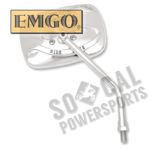 Emgo - Emgo Universal Rectangular Mirror - Live to Ride - Chrome - 10mm Thread - Right - 20-31754A