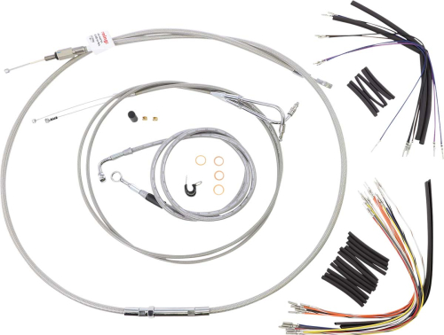 Burly Brand - Burly Brand Extended Cable/Brake Line Kit for 14in. Gorilla Handlebars - Stainless Steel - B30-1049