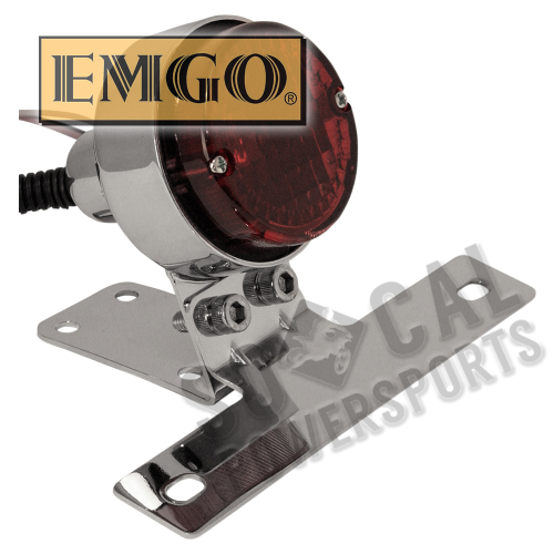 Emgo - Emgo Classic 2 1/4in. Taillight w/License Plate Mount - Chrome - 62-21514