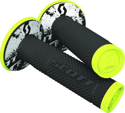 Scott USA - Scott USA SX II MX Grips - Tattoo 2 - Black/Neon Yellow - 219624-4755