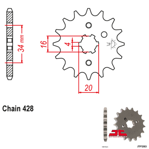 JT Sprockets - JT Sprockets Steel Front Sprocket - 15T - JTF1263.15