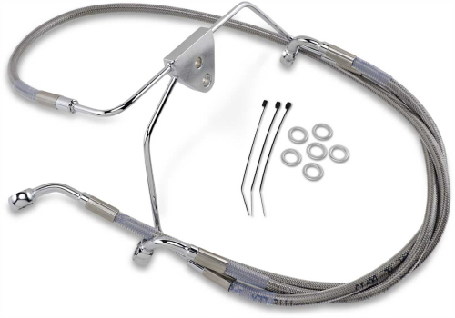 Drag Specialties - Drag Specialties Extended Stainless Steel Front Brake Line Kit - Clear Coated - 16in./ 34 7/8in. - 660411-8