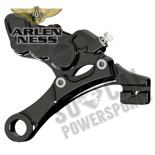 Arlen Ness - Arlen Ness 6-Piston Differential Bore Rear Brake Caliper/Bracket - Black - 02-323