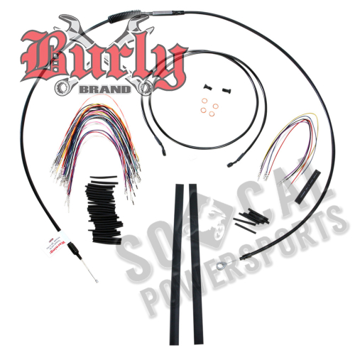 Burly Brand - Burly Brand Extended Cable/Brake Line Kit for 16in. Ape Handlebars - Black Vinyl - B30-1100