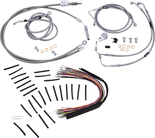 Burly Brand - Burly Brand Extended Cable/Brake Line Kit for 13in. Gorilla Handlebars - Stainless Steel - B30-1102