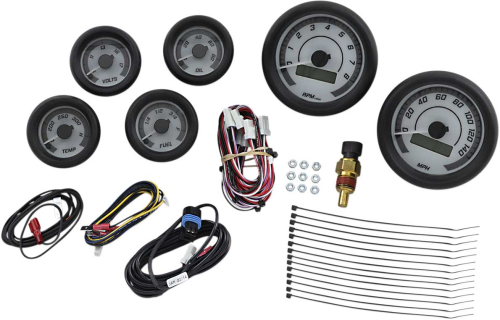 Dakota Digital - Dakota Digital MVX-8K Analog/Digital Plug-In Instrumentation Six-Gauge Kit - White/Gray Background - Black Bezel - MVX-8604-WG-K