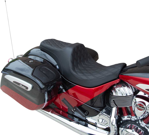 Drag Specialties - Drag Specialties Predator III Seat with Forward Positioning - Double Diamond - Black Thread - 0810-2270
