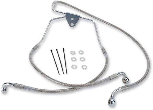 Drag Specialties - Drag Specialties Extended Stainless Steel Front Brake Line Kit - Clear Coated - 16in./28 7/8in. - 660411-2