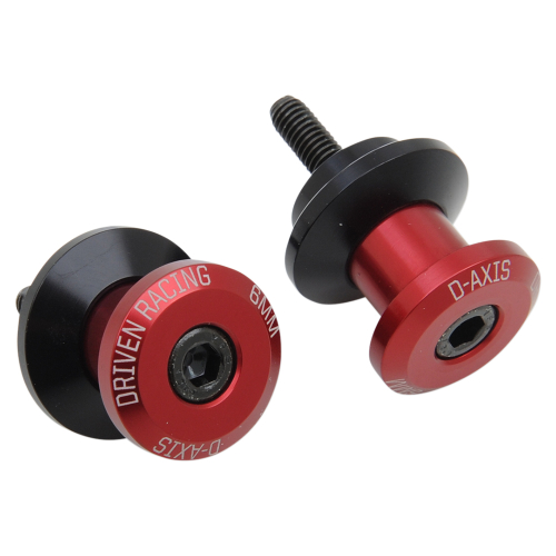 Driven Racing - Driven Racing 6mm Swingarm D Axis Spools - Black/Red - DXS-6 RD