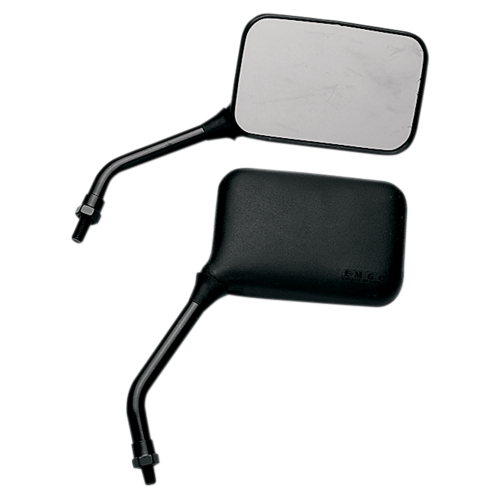 Emgo - Emgo Universal Rectangluar Mirror - GP Deluxe - Long Stem - Black -  130mm x 85mm - 10mm Thread - Left - 20-78217