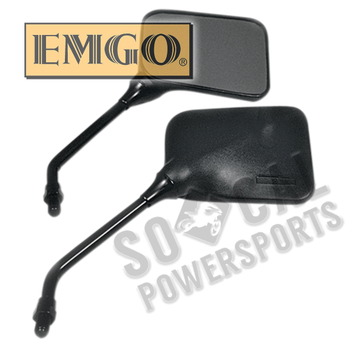 Emgo - Emgo Universal Rectangular Mirror - Matte Black - 118mm x 85mm - 10mm Thread - Both - 20-46210