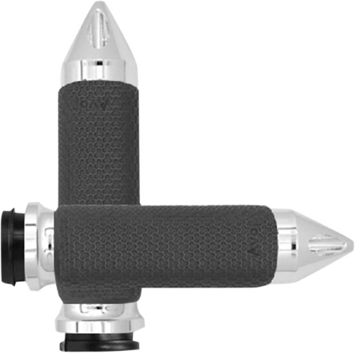 Avon Grips - Avon Grips Memory Foam Grips with Spike Ends - 1.625in.- Chrome - MF-63B-CH-FL-SP