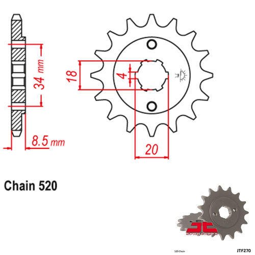 JT Sprockets - JT Sprockets Steel Front Sprocket - 14T - JTF270.14