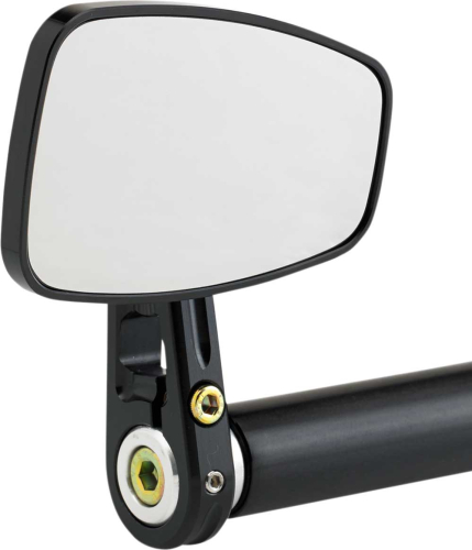 Joker Machine - Joker Machine Cafe Style Bar End Mirror 3 7/8in. W x 2 7/16in. T Mirror End - Stem D - Black Anodized - 09-314-DB
