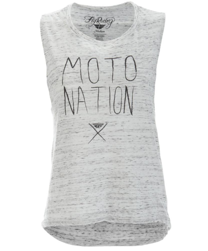 Fly Racing - Fly Racing Moto Nation Muscle Womens T-Shirt - 356-0404L - White Marble - Large
