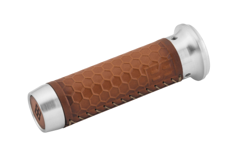 Brass Balls Cycles - Brass Balls Cycles Leather Moto Grips - Natural/Tan - BB08-210