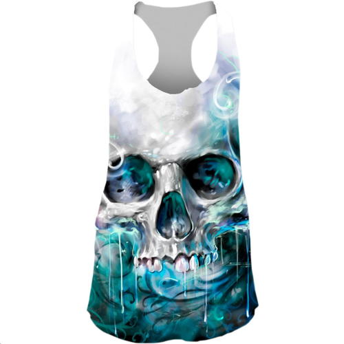 Lethal Threat - Lethal Threat Ocean Skull Womens Tank Top  - LA20474M - White - Medium