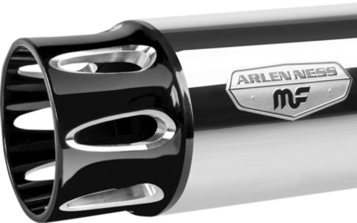 Arlen Ness - Arlen Ness Deep Cut 4in. Slip-On - Chrome w/ Gloss Black End Cap - 7201204