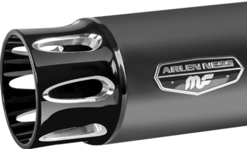 Arlen Ness - Arlen Ness Deep Cut 4in. Slip-On - Black w/ Gloss Black End Cap - 7201105
