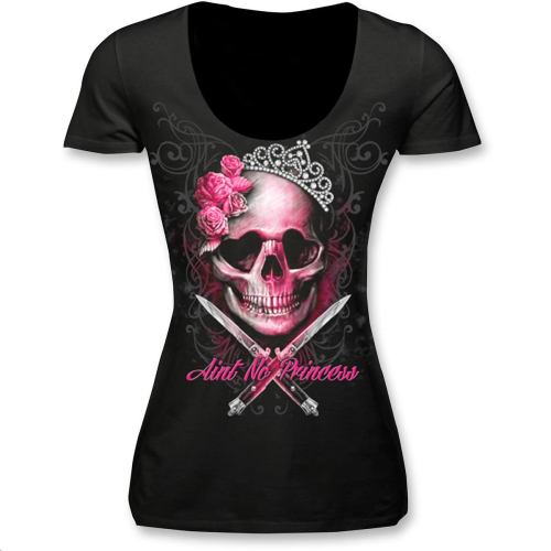 Lethal Threat - Lethal Threat Aint No Princess Womens Scoop Neck Shirt - LT20422L - Black - Large