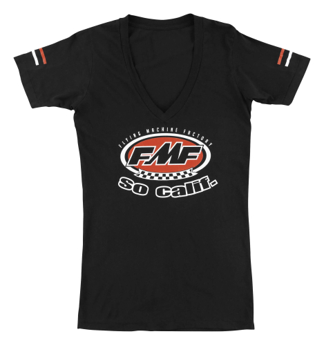 FMF Racing - FMF Racing Retro Womens V-Neck T-Shirt - SP7418904-BLK-LG - Black - Large