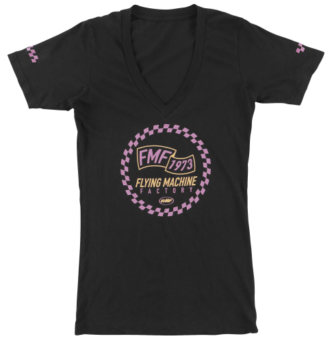 FMF Racing - FMF Racing Flat Track Womens V-Neck T-Shirt - SU7418901-BLK-MD - Black - Medium