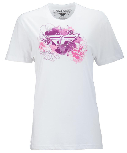 Fly Racing - Fly Racing Watercolor Womens T-Shirt - 356-0414M - White - Medium