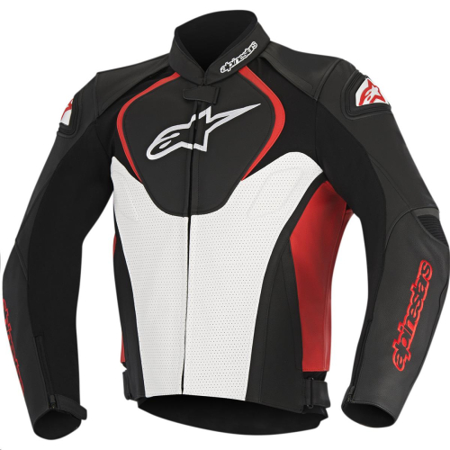 Alpinestars - Alpinestars Jaws Perforated Leather Jacket - 310111612348 - Black/White/Red - 38