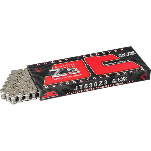 JT Drive Chain - JT Drive Chain 530 Z3 Heavy Duty Expert Series X-Ring Sealed Drive Chain - 106 Links - Nickel - JTC530Z3NN106RL