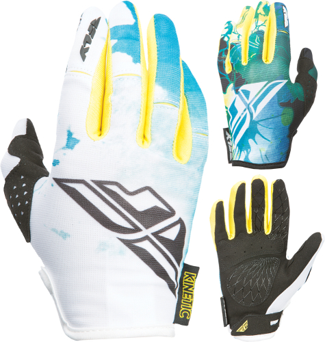 Fly Racing - Fly Racing Kinetic Girls Youth Gloves - 370-61805 - Teal/Yellow - 5