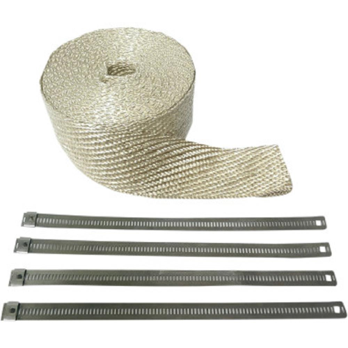 Cycle Performance - Cycle Performance Exhaust Pipe Wrap - 2in. x 25ft. - Natural with Stainless Steel and Silver Tie Wraps - CPP9143