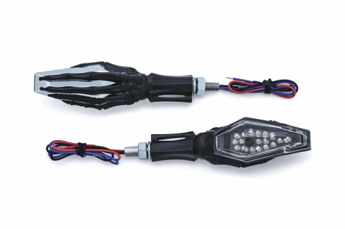Kuryakyn - Kuryakyn Skeleton Hand Turn Signals - Black Stem and Chrome Head - 2529