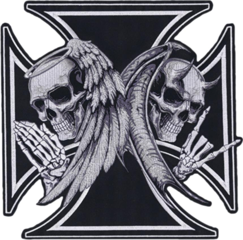 Lethal Threat - Lethal Threat Angel Devil Iron Cross Embroidered Patch - LT30174