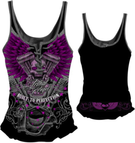 Lethal Threat - Lethal Threat V-Twin Skull Womens Tank Top - LT20321M - Black - Medium