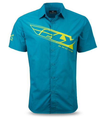 Fly Racing - Fly Racing Pit Button-Up Shirt - 352-6198L - Teal/Lime - Large
