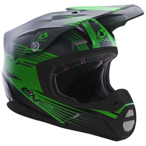 EVS - EVS Works Graphics Youth Helmet - H16T3W-MGYGNBK-YL - Matte Gray/Green/Black - Large