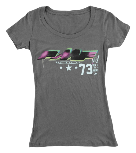 FMF Racing - FMF Racing Number 1 Womens Scoop Neck T-Shirt - FA6418901-CHA-LG - Gray - Large