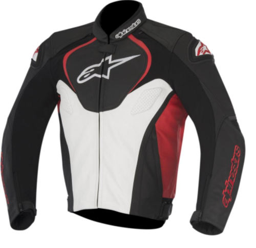 Alpinestars - Alpinestars Jaws Leather Jacket - 310101612346 - Black/White/Red - 36